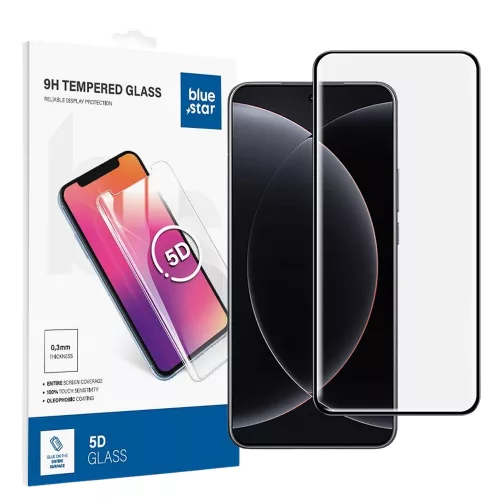 Xiaomi 15 Ultra 5G üvegfólia, tempered glass, előlapi, 5D, edzett, hajlított, fekete kerettel, Bluestar