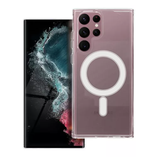 Samsung Galaxy S22 Ultra 5G hátlaptok, telefon tok, MagSafe kompatibilis, átlátszó, Mag Cover