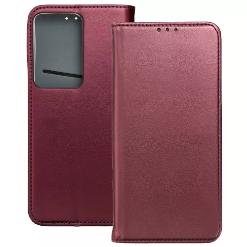 Realme 14x 5G / C75 könyvtok, fliptok, telefon tok, bankkártyatartós, mágneszáras, bordó, Smart Magneto