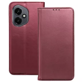   Honor 400 5G könyvtok, fliptok, telefon tok, bankkártyatartós, mágneszáras, bordó, Smart Magneto