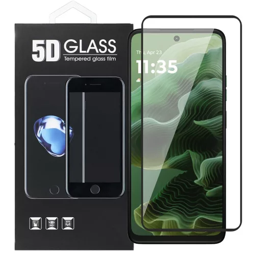 Motorola Moto G35 5G üvegfólia, tempered glass, előlapi, 5D, edzett, hajlított, fekete kerettel