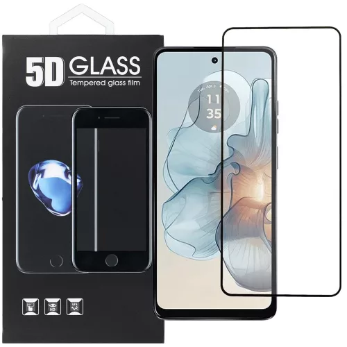 Motorola Moto G04 / G04s / G24 / G24 Power / E14 üvegfólia, tempered glass, előlapi, 5D, edzett, hajlított, fekete kerettel