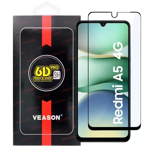 Xiaomi Redmi A5 4G / Poco C71 4G üvegfólia, tempered glass, előlapi, edzett, hajlított, fekete kerettel, Veason 6D Pro