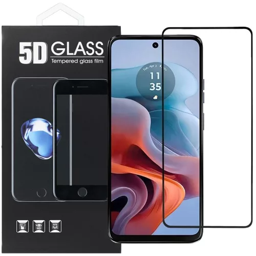 Motorola Moto G34 5G üvegfólia, tempered glass, előlapi, 5D, edzett, hajlított, fekete kerettel