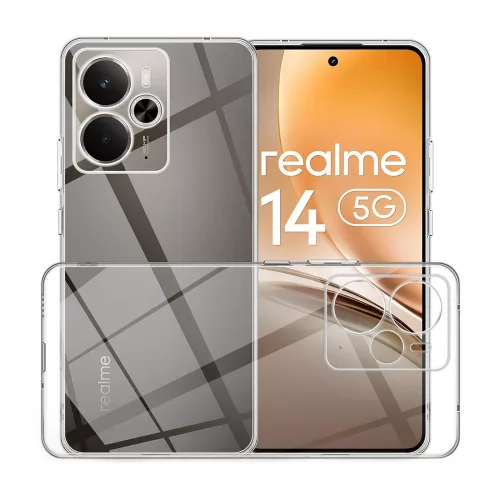 Realme 14 5G / Realme 14T 5G szilikon tok, hátlaptok, telefon tok, vastag, átlátszó, kamera védelemmel, 2mm, Clear case