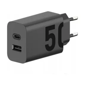   Motorola MC502 50W gyorstöltő hálózati adapter – USB-C + USB-A, PD gyorstöltés, fekete