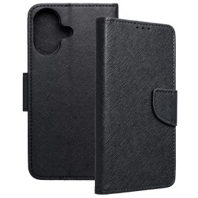   iPhone 17 könyvtok, fliptok, telefon tok, mágneszáras, bankkártyatartós, fekete, Fancy