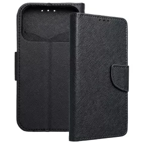   iPhone 17 Pro könyvtok, fliptok, telefon tok, mágneszáras, bankkártyatartós, fekete, Fancy