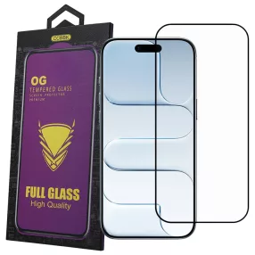   iPhone Air / iPhone 17 Air üvegfólia – 9H edzett kijelzővédő, teljes képernyős, fekete keretes, OG Premium