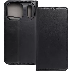   iPhone 17 Pro könyvtok, fliptok, telefon tok, bankkártyatartós, mágneszáras, fekete, Smart Magneto