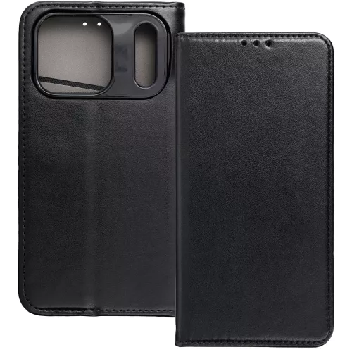 iPhone 17 Pro könyvtok, fliptok, telefon tok, bankkártyatartós, mágneszáras, fekete, Smart Magneto