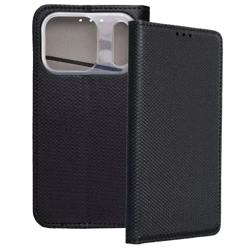 iPhone 17 Pro könyvtok, fliptok, telefon tok, bankkártyatartós, mágneszáras, fekete, Smart Case book