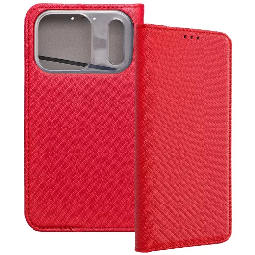 iPhone 17 Pro könyvtok, fliptok, telefon tok, bankkártyatartós, mágneszáras, piros, Smart Case book