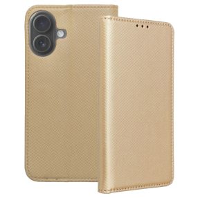   iPhone 17 könyvtok, fliptok, telefon tok, bankkártyatartós, mágneszáras, arany, Smart Case book