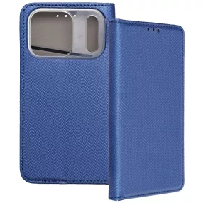   iPhone 17 Pro könyvtok, fliptok, telefon tok, bankkártyatartós, mágneszáras, sötétkék, Smart Case book