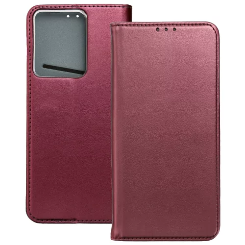 Realme 14 5G / Realme 14T 5G könyvtok, fliptok, telefon tok, bankkártyatartós, mágneszáras, bordó, Smart Magneto