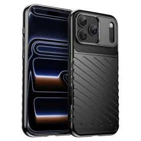   iPhone 17 Pro Max szilikon tok, hátlap tok, ütésálló, fekete, Thunder