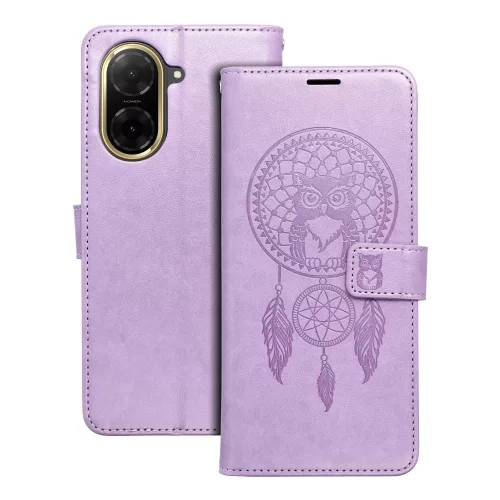 Xiaomi Redmi A5 4G könyvtok, fliptok, telefon tok, mágneszáras, bankkártyatartós, álomfogó mintás, lila, Forcell Mezzo
