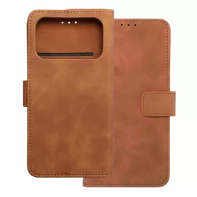   iPhone 17 Pro könyvtok, fliptok, telefon tok, bankkártyatartós, mágneszáras, barna, Tender Book