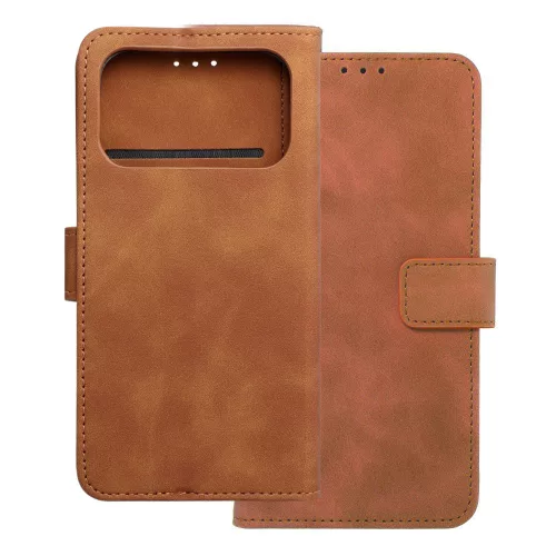 iPhone 17 Pro könyvtok, fliptok, telefon tok, bankkártyatartós, mágneszáras, barna, Tender Book