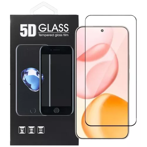 Honor 400 5G üvegfólia, tempered glass, előlapi, 5D, edzett, hajlított, fekete kerettel
