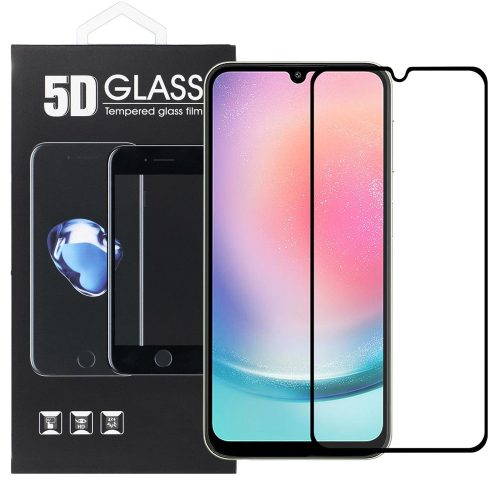 Samsung Galaxy A07 üvegfólia, tempered glass, előlapi, 5D, edzett, hajlított, fekete kerettel