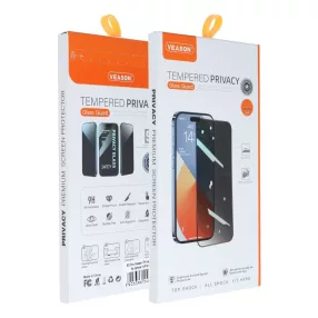   iPhone Air üvegfólia, tempered glass, előlapi, edzett, hajlított, fekete kerettel, betekintés védelemmel, Veason Privacy 6D Pro