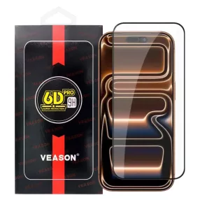   iPhone 17 Pro üvegfólia, tempered glass, előlapi, edzett, hajlított, fekete kerettel, Veason 6D Pro