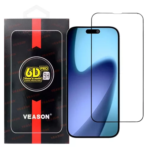 iPhone Air üvegfólia, tempered glass, előlapi, edzett, hajlított, fekete kerettel, Veason 6D Pro