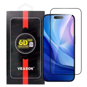   iPhone 17 üvegfólia, tempered glass, előlapi, edzett, hajlított, fekete kerettel, Veason 6D Pro