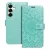 Samsung Galaxy S25 FE 5G könyvtok, fliptok, telefon tok, oldalra nyíló tok, mágneszáras, bankkártyatartós, mandala mintás, zöld, Forcell Mezzo