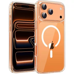   iPhone 17 Pro Max hátlaptok, telefon tok, MagSafe kompatibilis, erősített sarkokkal, átlátszó, Clear Mag Cover Case (nagy kamera kivágás)