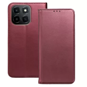   Honor X6c könyvtok, fliptok, telefon tok, bankkártyatartós, mágneszáras, bordó, Smart Magneto