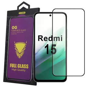   Xiaomi Redmi 15 4G / 5G üvegfólia – 9H edzett, teljes képernyős, fekete keretes, OG Premium