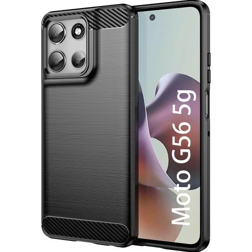 Motorola Moto G56 5G szilikon tok, hátlaptok, telefon tok, karbon mintás, fekete, Carbon case