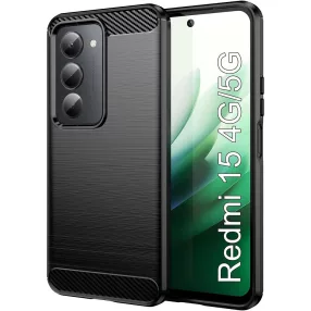   Xiaomi Redmi 15 4G / Redmi 15 5G szilikon tok, hátlaptok, telefon tok, karbon mintás, fekete, Carbon case