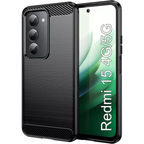 Xiaomi Redmi 15 4G / Redmi 15 5G szilikon tok, hátlaptok, telefon tok, karbon mintás, fekete, Carbon case