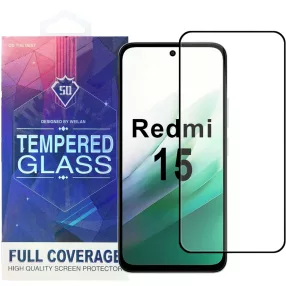   Xiaomi Redmi 15 4G / 5G üvegfólia – teljes képernyős, edzett, fekete keretes 5D tempered glass