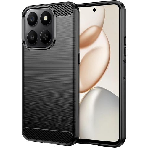 Honor 400 Smart 5G / X7d 4G szilikon tok, hátlaptok, telefon tok, karbon mintás, fekete, Carbon case