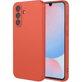   Samsung Galaxy A17 4G / A17 5G szilikon tok, hátlaptok, telefon tok, velúr belsővel, matt, barack színű, Silicone