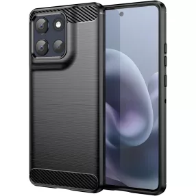   Motorola Moto G86 5G szilikon tok, hátlaptok, telefon tok, karbon mintás, fekete, Carbon case