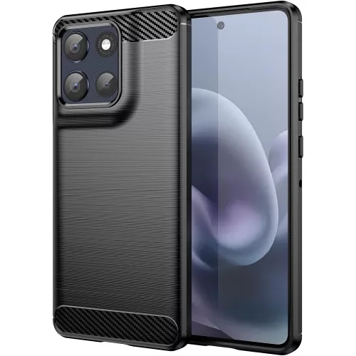 Motorola Moto G86 5G szilikon tok, hátlaptok, telefon tok, karbon mintás, fekete, Carbon case
