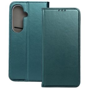   Samsung Galaxy S26 5G könyvtok, fliptok, telefon tok, bankkártyatartós, mágneszáras, zöld, Smart Magneto