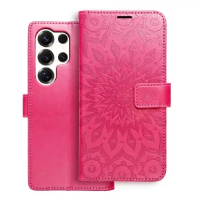   Samsung Galaxy S26 Ultra 5G könyvtok, fliptok, telefon tok, oldalra nyíló tok, mágneszáras, bankkártyatartós, mandala mintás, magenta, Forcell Mezzo