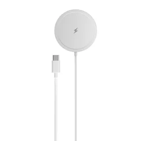   MagSafe vezeték nélküli töltő 15W, mágneses USB-C iPhone kompatibilis, fehér – Bluestar