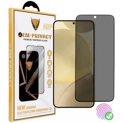 Samsung Galaxy S26 Plus 5G Privacy üvegfólia – 9H, fekete keretes, ujjlenyomat-olvasó kompatibilis | OG Premium