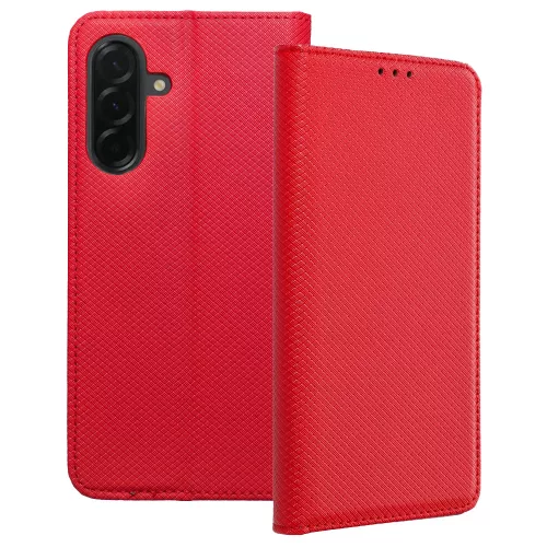 Samsung Galaxy A57 5G könyvtok, fliptok, telefon tok, bankkártyatartós, mágneszáras, piros, Smart Case book