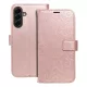 Samsung Galaxy A57 5G könyvtok, fliptok, telefon tok, oldalra nyíló tok, mágneszáras, bankkártyatartós, mandala mintás, rose gold, Forcell Mezzo