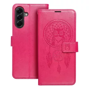   Samsung Galaxy A57 5G könyvtok, fliptok, telefon tok, mágneszáras, bankkártyatartós, álomfogó mintás, magenta, Forcell Mezzo