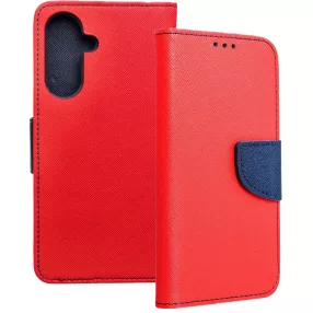   Samsung Galaxy A37 5G könyvtok, fliptok, telefon tok, bankkártyatartós, mágneszáras, piros-sötétkék, Fancy